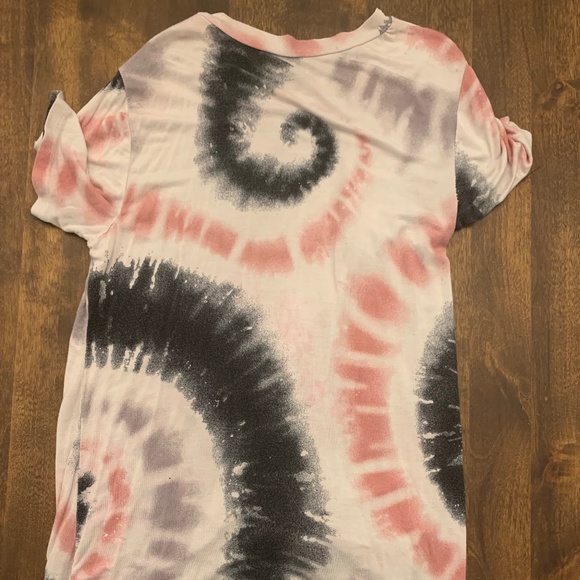 Women's Pink Tie Dyed BLESSED Graphic Tee Shirt Size Small Cinch Bottom - Picture 4 of 7